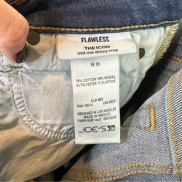 Joes Jeans Flawless The Icon Mid Rise Skinny Crop Jeans Womens Stretch 26 - Picture 15 of 15